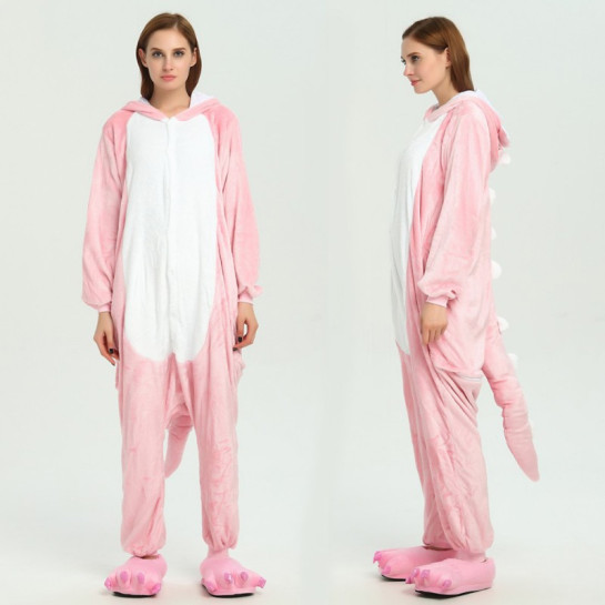 Onesie Kigurumi Roosa Draakon